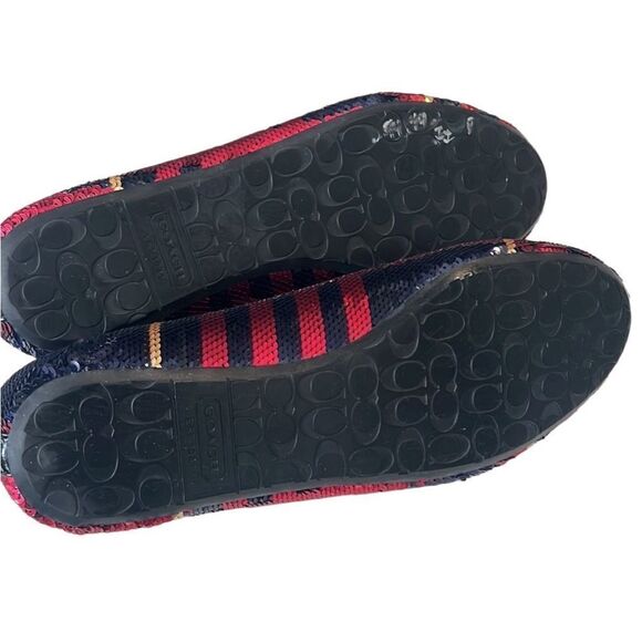 Coach Debrorah Blue and Red Sequin Slip On Logo Ballet Flats Size 7.5 - Picture 5 of 11